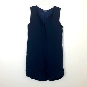 VINCE Womens Dark Blue Button 100% Silk Shift Dress Size 12